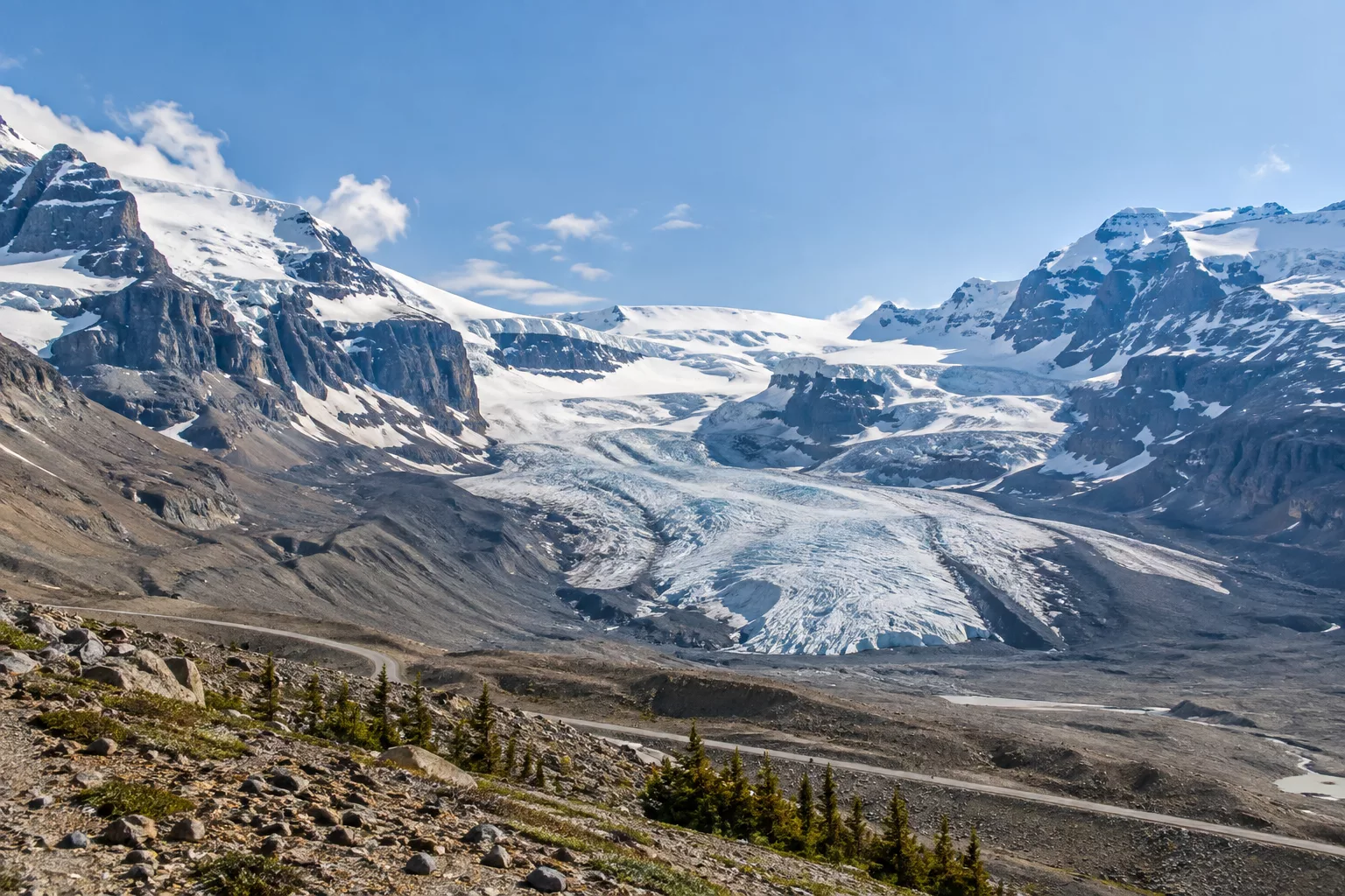 Athabasca Glacier at the edge of the Columbia Icefield