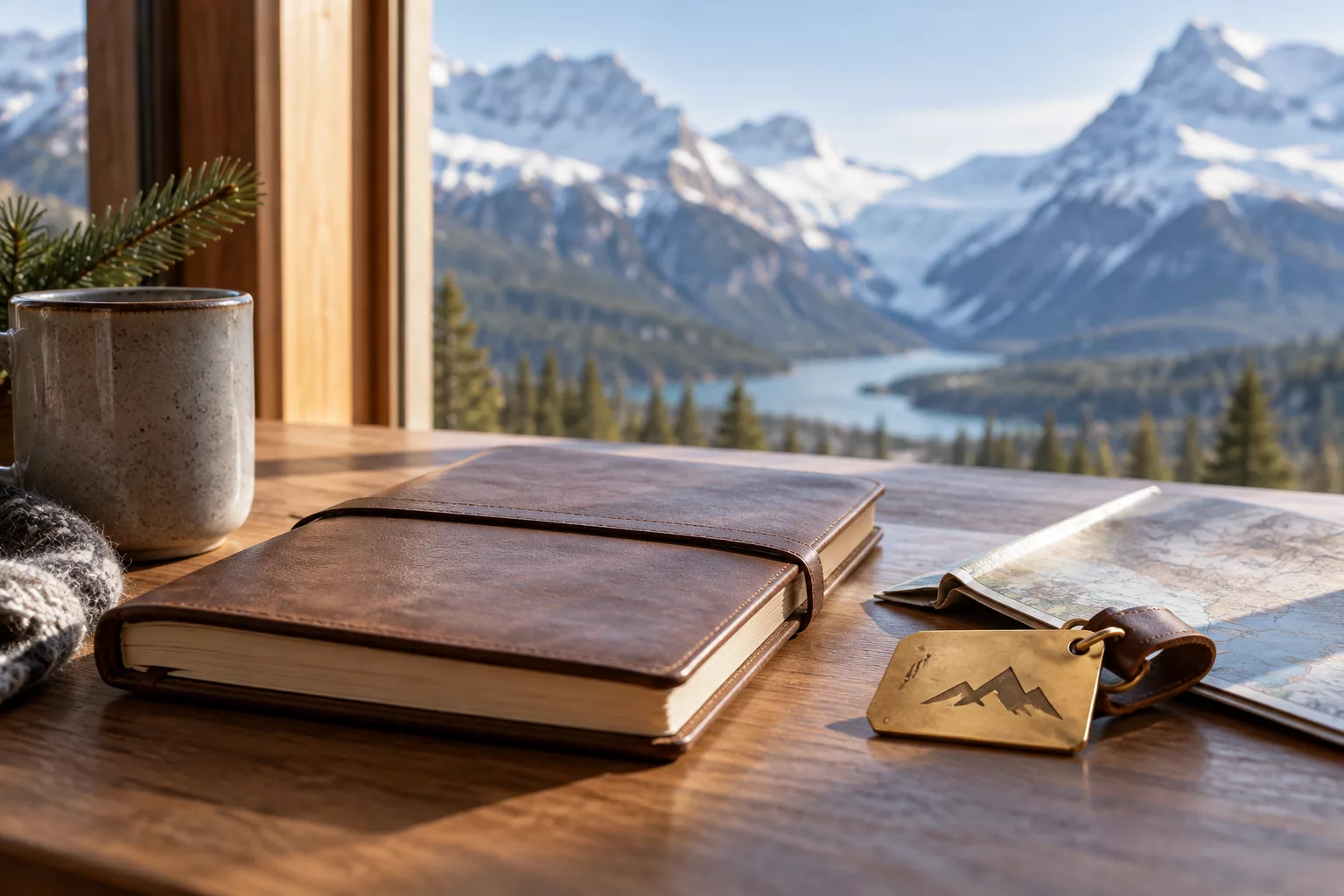 Minimal privacy document still life for an independent travel guide